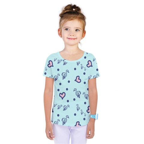 Duck Family Blue Pink Hearts Pattern Kids  One Piece Tee by snowwhitegirl