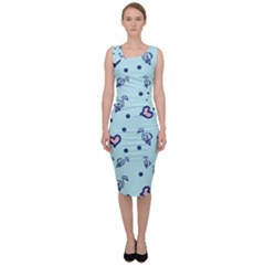 Duck Family Blue Pink Hearts Pattern Sleeveless Pencil Dress