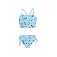 Duck Family Blue Pink Hearts Pattern Girls  Tankini Swimsuit