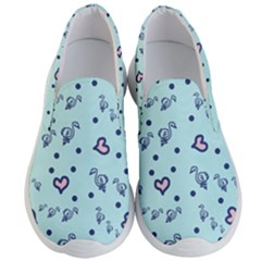 Duck Family Blue Pink Hearts Pattern Men s Lightweight Slip Ons