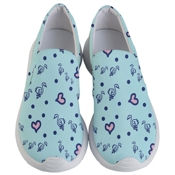 Duck Family Blue Pink Hearts Pattern Women s Lightweight Slip Ons