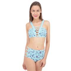 Duck Family Blue Pink Hearts Pattern Cage Up Bikini Set by snowwhitegirl