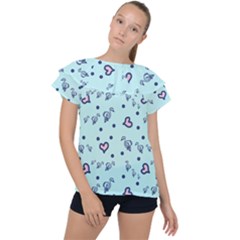 Duck Family Blue Pink Hearts Pattern Ruffle Collar Chiffon Blouse