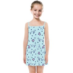 Duck Family Blue Pink Hearts Pattern Kids  Summer Sun Dress