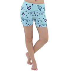 Duck Family Blue Pink Hearts Pattern Lightweight Velour Yoga Shorts