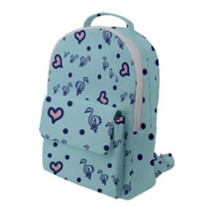 Duck Family Blue Pink Hearts Pattern Flap Pocket Backpack (large)