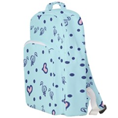 Duck Family Blue Pink Hearts Pattern Double Compartment Backpack