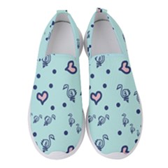 Duck Family Blue Pink Hearts Pattern Women s Slip On Sneakers