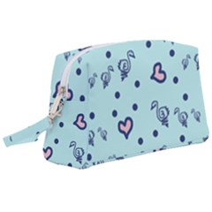 Duck Family Blue Pink Hearts Pattern Wristlet Pouch Bag (large)