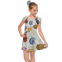 Sea World Vintage Pattern Kids  Cap Sleeve Dress