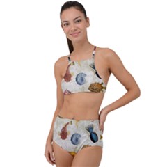 Sea World Vintage Pattern High Waist Tankini Set