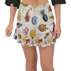 Sea World Vintage Pattern Fishtail Mini Chiffon Skirt