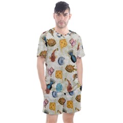 Sea World Vintage Pattern Men s Mesh Tee And Shorts Set