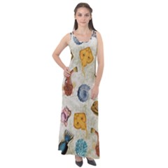 Sea World Vintage Pattern Sleeveless Velour Maxi Dress by Valentinaart