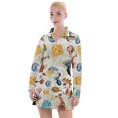 Sea World Vintage Pattern Women s Hoodie Dress