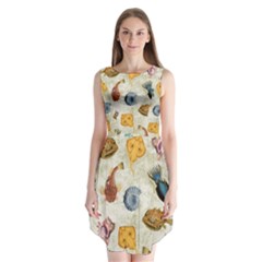 Sea World Vintage Pattern Sleeveless Chiffon Dress  