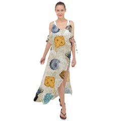 Sea World Vintage Pattern Maxi Chiffon Cover Up Dress