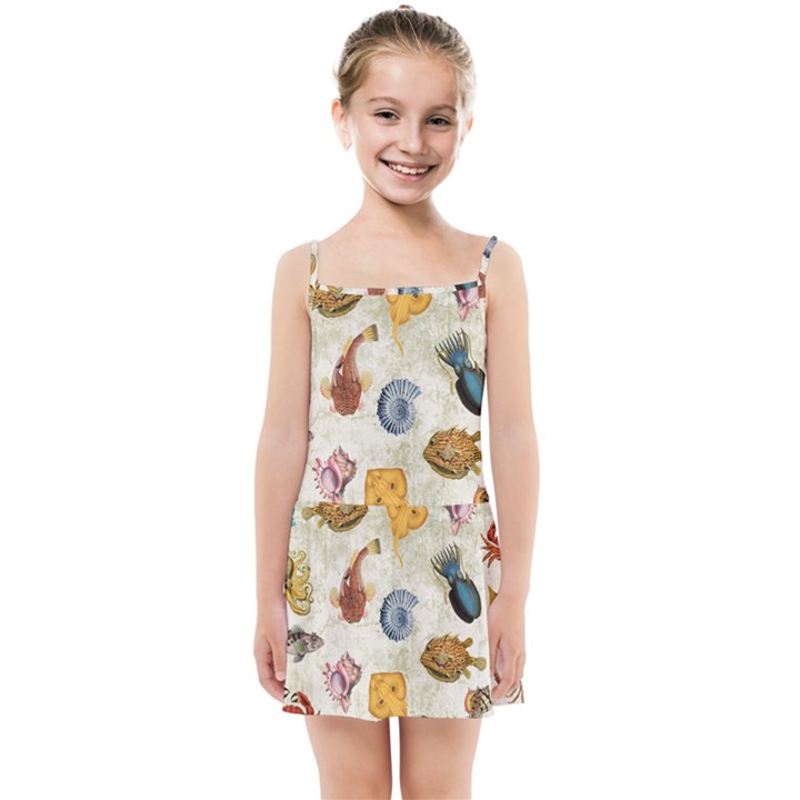 Sea World Vintage Pattern Kids  Summer Sun Dress