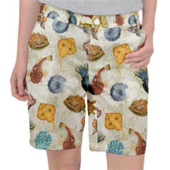 Sea World Vintage Pattern Pocket Shorts