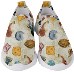 Sea World Vintage Pattern Kids  Slip On Sneakers