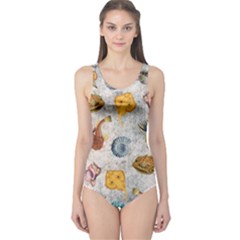 Sea World Vintage Pattern One Piece Swimsuit by Valentinaart