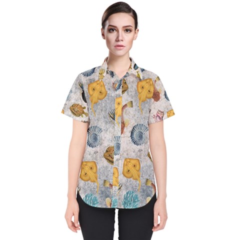 Sea World Vintage Pattern Women s Short Sleeve Shirt by Valentinaart