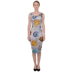 Sea World Vintage Pattern Sleeveless Pencil Dress