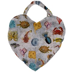 Sea World Vintage Pattern Giant Heart Shaped Tote by Valentinaart