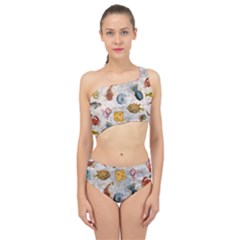 Sea World Vintage Pattern Spliced Up Two Piece Swimsuit