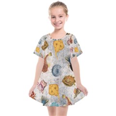 Sea World Vintage Pattern Kids  Smock Dress by Valentinaart