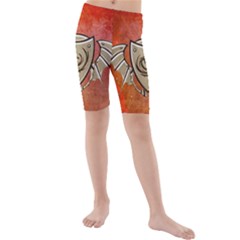 Wonderful Dragon On A Shield With Wings Kids  Mid Length Swim Shorts by FantasyWorld7