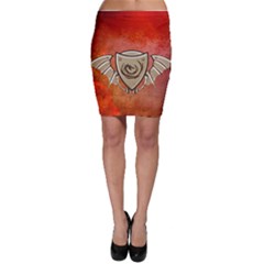 Wonderful Dragon On A Shield With Wings Bodycon Skirt by FantasyWorld7