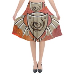 Wonderful Dragon On A Shield With Wings Flared Midi Skirt by FantasyWorld7