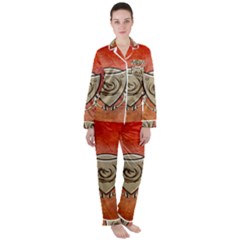 Wonderful Dragon On A Shield With Wings Satin Long Sleeve Pyjamas Set by FantasyWorld7