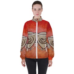 Wonderful Dragon On A Shield With Wings Women s High Neck Windbreaker