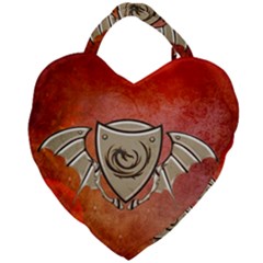 Wonderful Dragon On A Shield With Wings Giant Heart Shaped Tote