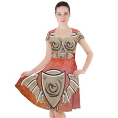 Wonderful Dragon On A Shield With Wings Cap Sleeve Midi Dress