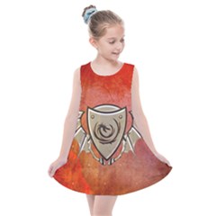 Wonderful Dragon On A Shield With Wings Kids  Summer Dress