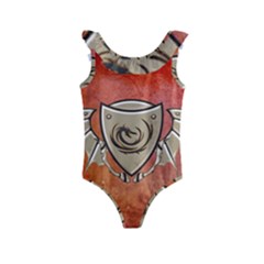 Wonderful Dragon On A Shield With Wings Kids  Frill Swimsuit