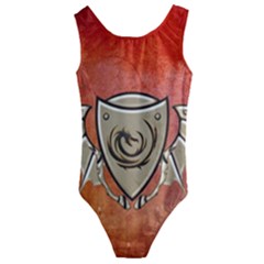 Wonderful Dragon On A Shield With Wings Kids  Cut-out Back One Piece Swimsuit