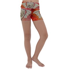 Wonderful Dragon On A Shield With Wings Kids  Lightweight Velour Yoga Shorts