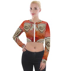 Wonderful Dragon On A Shield With Wings Long Sleeve Cropped Velvet Jacket