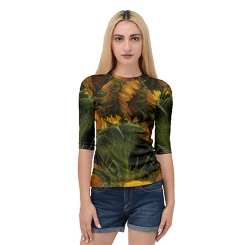 Bunch Of Sunflowers Quarter Sleeve Raglan Tee by okhismakingart