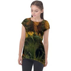 Bunch Of Sunflowers Cap Sleeve High Low Top by okhismakingart