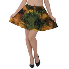 Bunch Of Sunflowers Velvet Skater Skirt