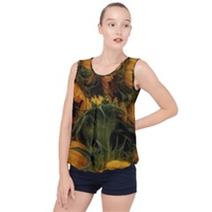 Bunch Of Sunflowers Bubble Hem Chiffon Tank Top