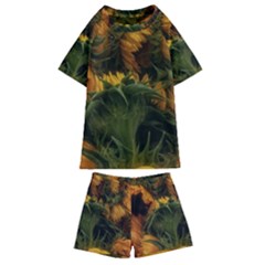 Bunch Of Sunflowers Kids  Swim Tee And Shorts Set