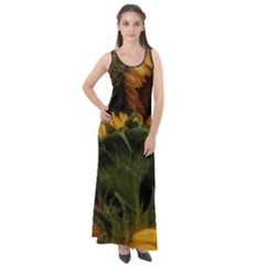 Bunch Of Sunflowers Sleeveless Velour Maxi Dress