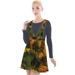 Bunch Of Sunflowers Plunge Pinafore Velour Dress