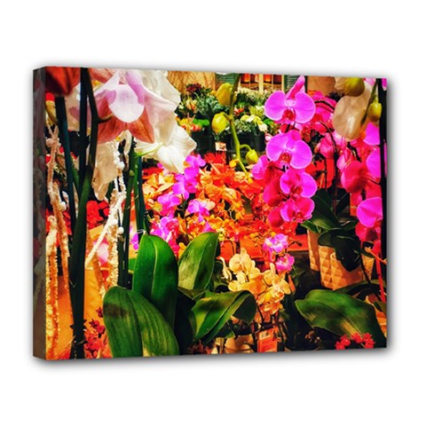 Orchids In The Market Canvas 14  X 11  (stretched)